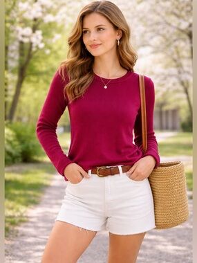 NWT SUNDANCE 100% Cashmere Magenta Berry Sweater